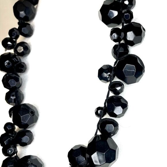 Black Cluster Beads on a Ribbon Tie Rondelle - Picture 2 of 5